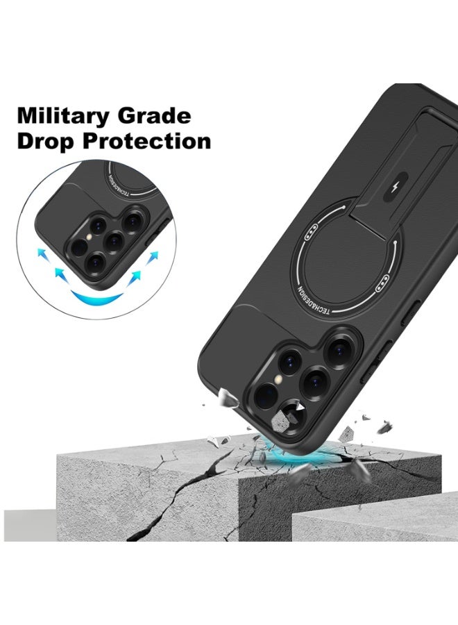 ثلاثة نمور لـ Samsung Galaxy S22 Ultra Case,شعور صديق للجلد,مقاومة بصمات الأصابع,شحن اللاسلكي المغناطيسي الحواف الناعمة الحفاظ على حالة الهاتف لـ Samsung Galaxy S22 Ultra, أسود. - Image 5